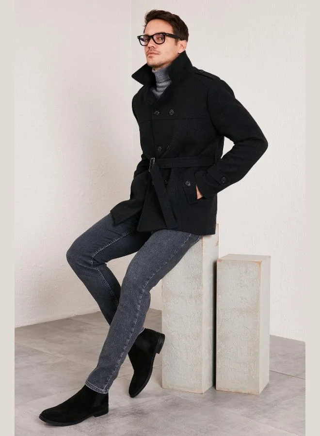 Buratti  Buratti Slim Fit Pocketed Cotton Cashmere Coat Men's COAT 5841015 for Men | Best Price UAE