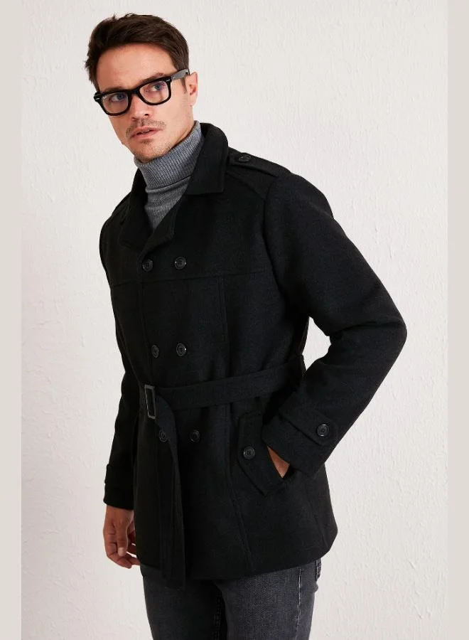 Buratti  Buratti Slim Fit Pocketed Cotton Cashmere Coat Men's COAT 5841015 for Men | Best Price UAE