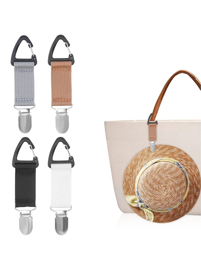 SOLARAE 4Pcs Elastic Hat Clip for Travel, Hat Holder Hands Free Bag Accessory for Traveling Bags, Backpacks, Purses, Totes Black - Image 1