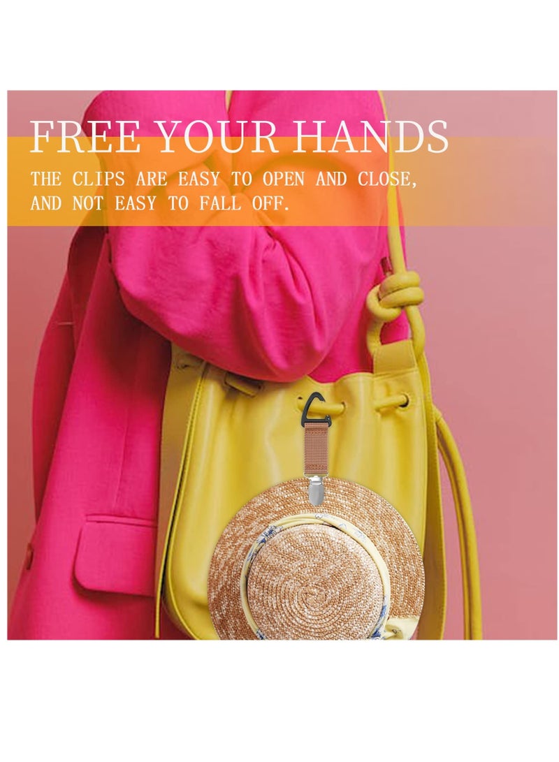 SOLARAE 4Pcs Elastic Hat Clip for Travel, Hat Holder Hands Free Bag Accessory for Traveling Bags, Backpacks, Purses, Totes Black - Image 2