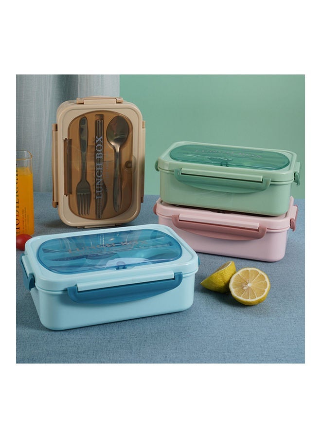 Divided Lunch Box with Tableware Set Pink/Silver 21.3 x 14.5 x 7.5 cm - Image 5