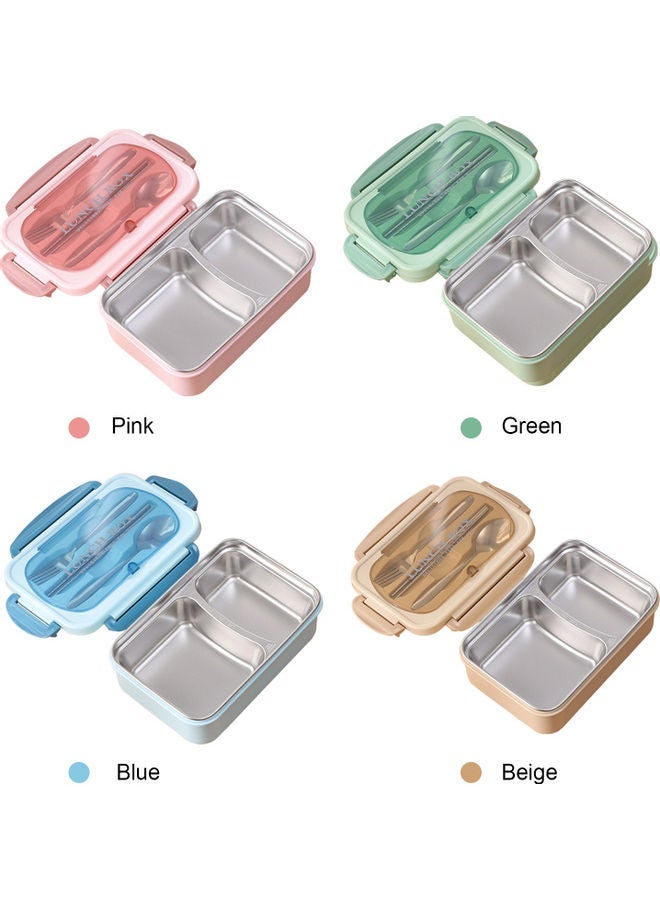 Divided Lunch Box with Tableware Set Pink/Silver 21.3 x 14.5 x 7.5 cm - Image 3