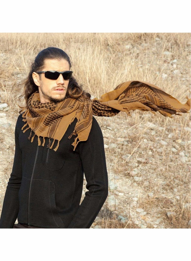 Excefore Scarf Men - Women Military Shemagh Tactical Desert Scarf, 100% Cotton Keffiyeh Neck Head Scarf Wrap for Men Women Arab Wrap with Tassel 43x43 inches  - Image 3