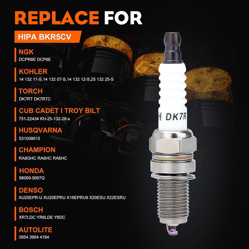 Hipa 14 132 11-S DCPR6E Spark Plug for Kohler XT650 XT675 XT775 XT800 RH255 RH265 XTX650 XTX675 XTX775 Lawn Mower Tractor Pack-of-2 - Image 3