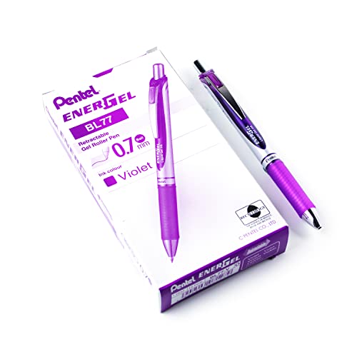 Pentel EnerGel XM BL77 Retractable Liquid Gel Ink Pen 07mm 54 Recycled Purple Box of 12 - Image 1