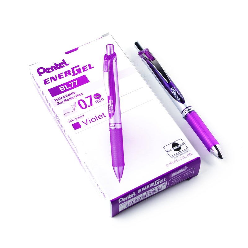Pentel EnerGel XM BL77 Retractable Liquid Gel Ink Pen 07mm 54 Recycled Purple Box of 12 - Image 2