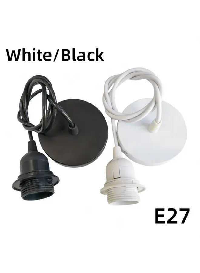 White E27 Lamp Holder Socket Hardwired Plug In Pendant Light Fixture 85 265V Wide Voltage - Image 2