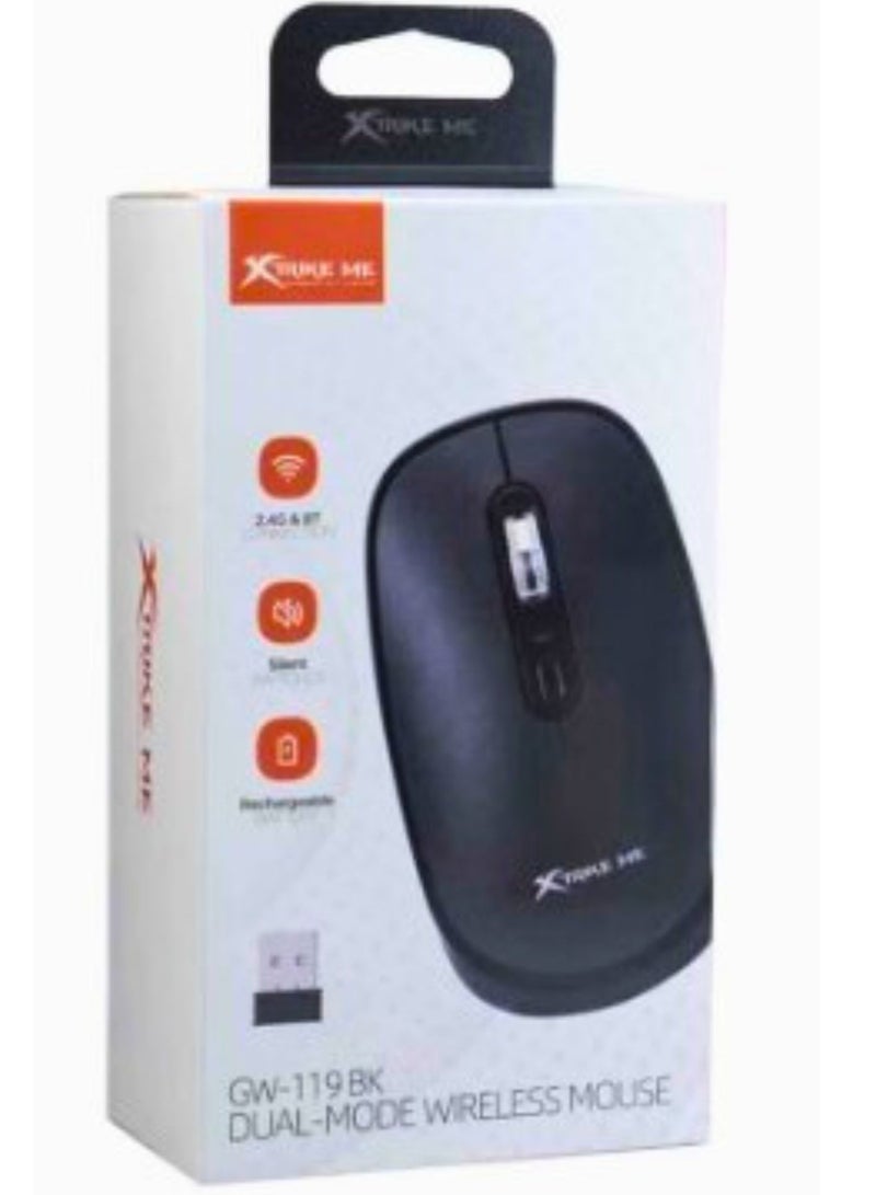 XTRIKE ME GW-119 Dual-Mode Wireless Mouse With Rechargeable Battery Black Body - Image 2