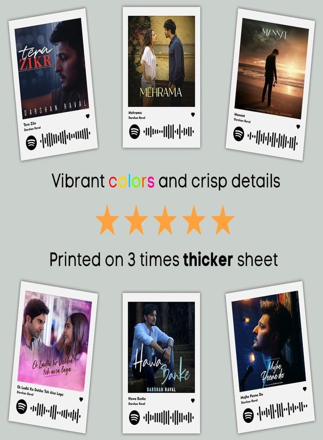 INDOART NET INDOARTNET - Darshan Raval Poster Photocards | Darshan Raval Songs Mini Poster Kit (Set of 16) | Darshan Raval Soni Soni, Asal me, Hawa banke Songs Size (8 x 6 cm) Posters for Phone Accessories, Bedroom, Office - Image 4