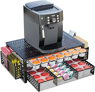 Simple Trending Coffee Pod Holder for K-Cups, with 2 Tier Slidng Storage Drawer and Coffee Accessories Holder, 63 Large