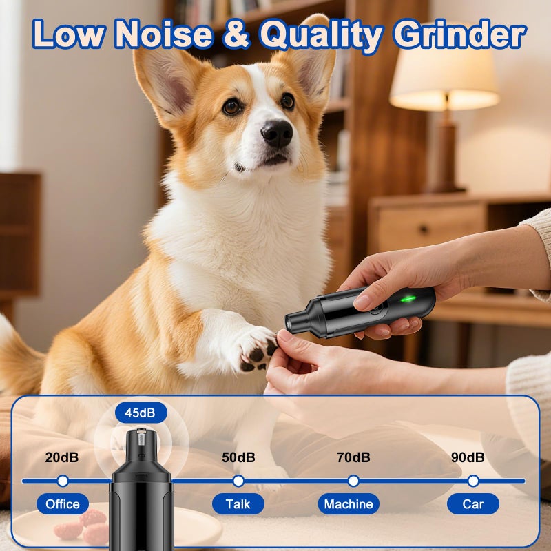 HOOCEN Dog Nail Grinder, Quiet and Low-Vibration Dog Nail Trimmers for Large Dogs, Medium, Small Dogs Cats Pets, Upgrade Professional Electric Pet Paws Toenail Grooming Tool Black - Image 4