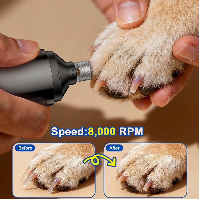 HOOCEN Dog Nail Grinder, Quiet and Low-Vibration Dog Nail Trimmers for Large Dogs, Medium, Small Dogs Cats Pets, Upgrade Professional Electric Pet Paws Toenail Grooming Tool Black - Image 5