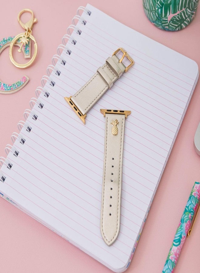 Lilly Pulitzer Genuine Leather Watch Band Sized to Fit 42mm, 44mm, & 45mm Smartwatches, Compatible with Apple Watch Series 1-8 and SE, Gold - Image 5