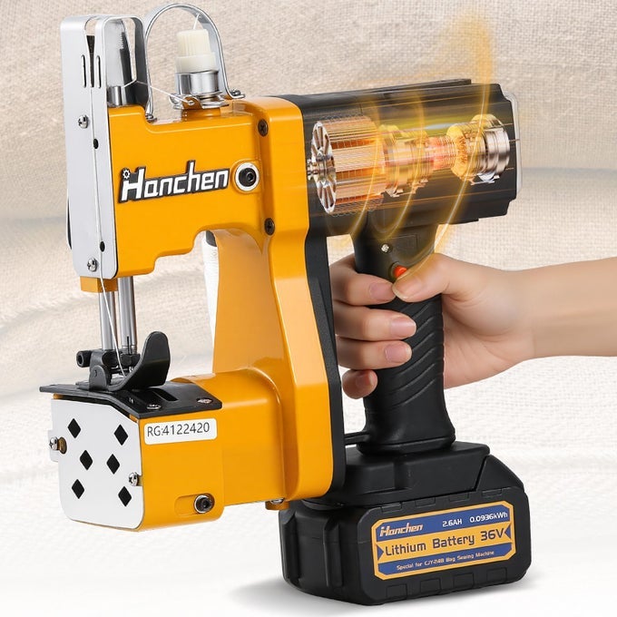 CORDLESS BAG SEWING MACHINE BATTERY POWERED BAG SEALING MACHINE HIGH SPEED BAG CLOSER BAG CLOSING MACHINE BAG STITCHING MACHINE BAG STITCHER PACKING FOR FEED SACKS JUTE SEED VINYL RICE BAGS