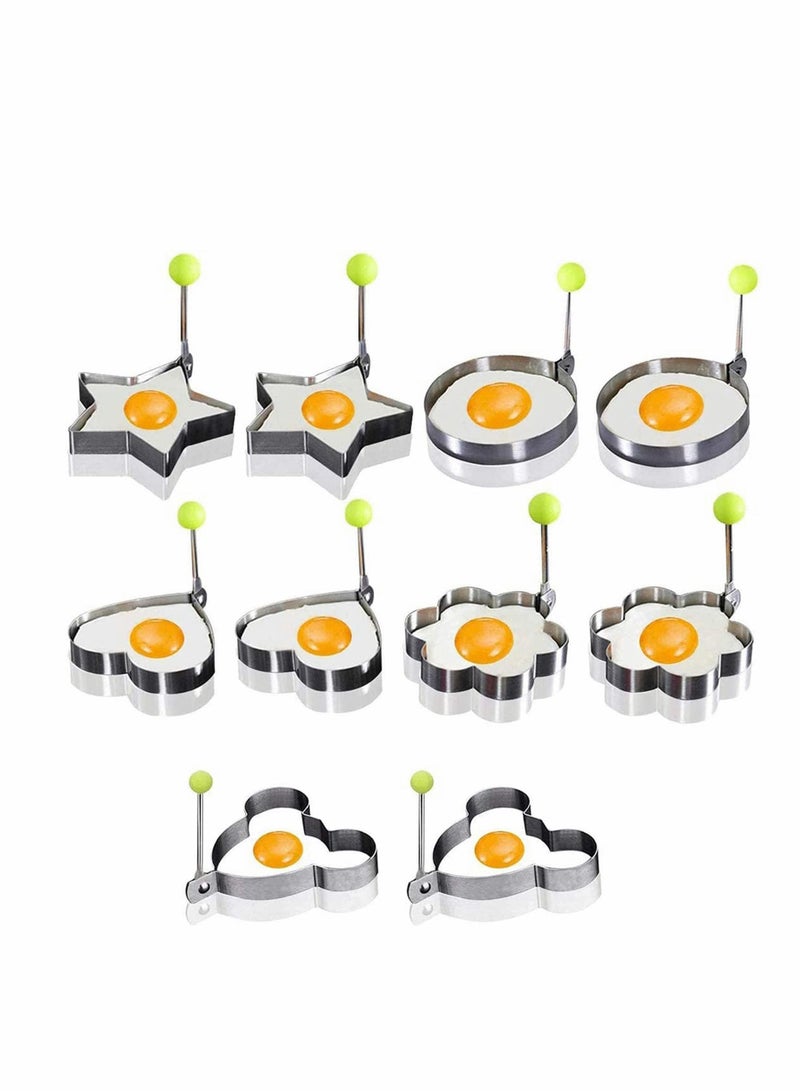 Y&D 10 Pack Egg Ring, Different Shapes Pancake Maker Mould, Stainless Steel Non Stick Metal Household Kitchen Cooking Tool for Frying McMuffin or Shaping Eggs, Moulds  - Image 1