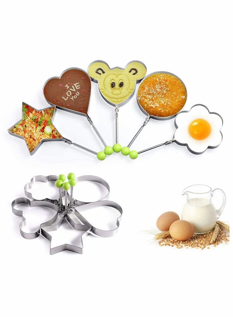 Y&D 10 Pack Egg Ring, Different Shapes Pancake Maker Mould, Stainless Steel Non Stick Metal Household Kitchen Cooking Tool for Frying McMuffin or Shaping Eggs, Moulds  - Image 5
