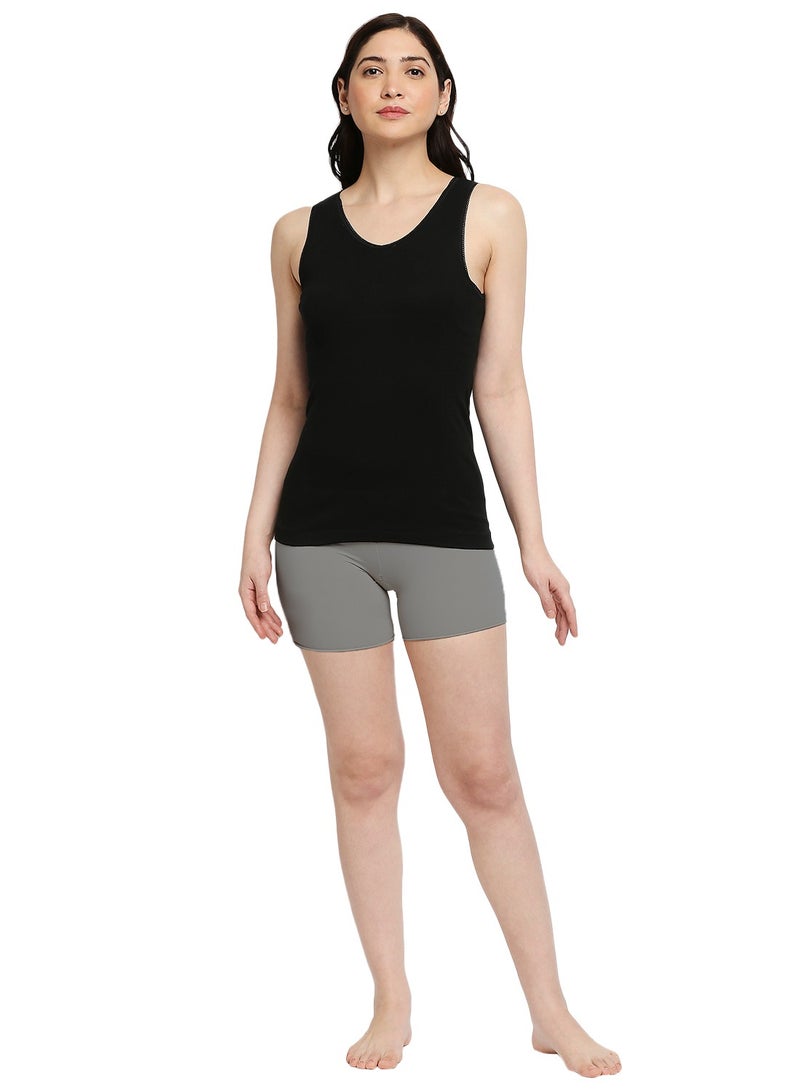 BYC WOMEN'S COTTON VEST - BLACK - Image 1