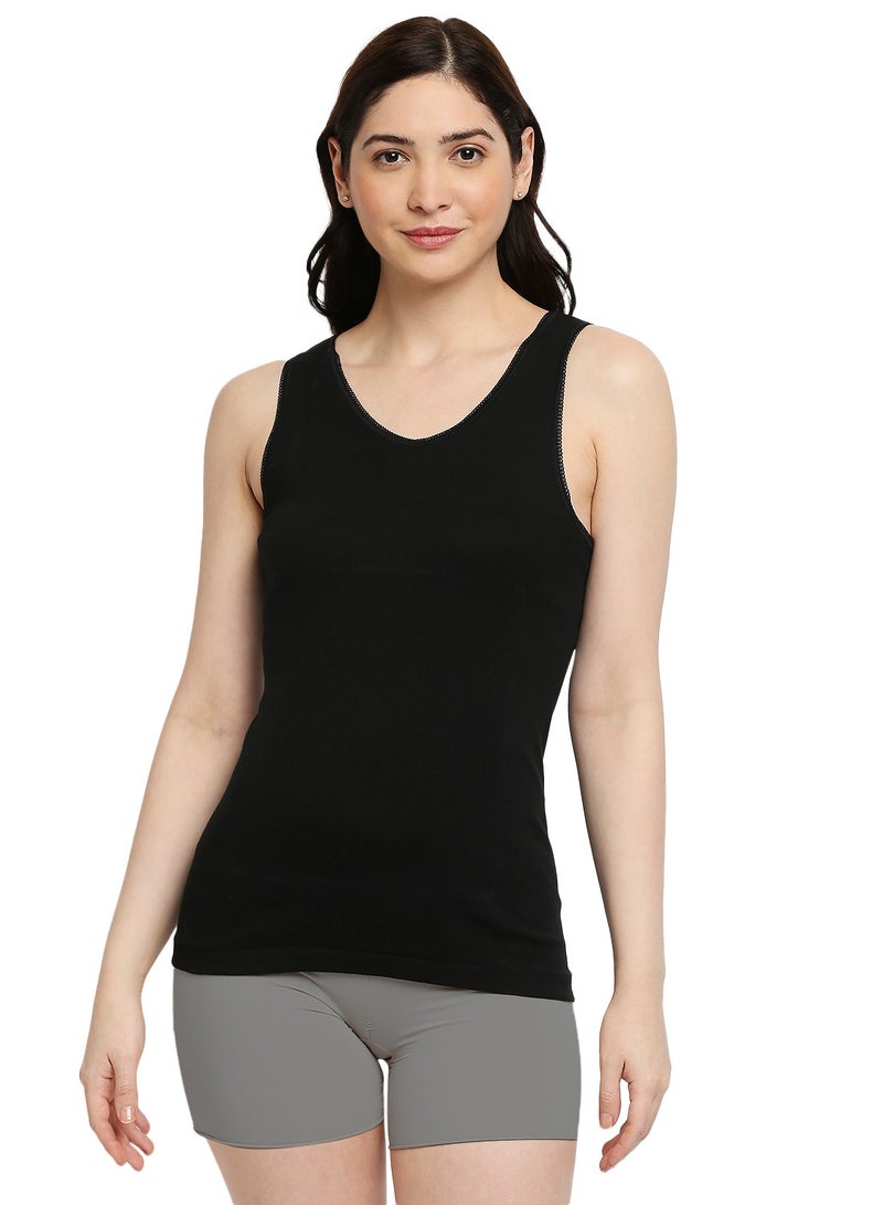 BYC WOMEN'S COTTON VEST - BLACK - Image 2