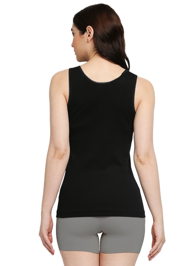 BYC WOMEN'S COTTON VEST - BLACK - Image 5