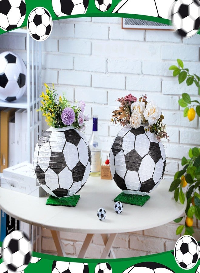Rossesay 4 Pcs Soccer Table Centerpiece Decoration Paper Lantern Set with 4 Pcs Grass Squares Sports Game Lantern Fake Grass Turf Patch Soccer Table Decor Faux Grass Decor Birthday Party Supplies - Image 4