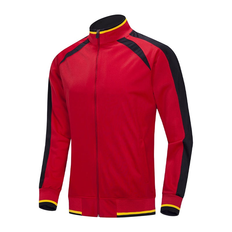 Generic Unisex Fitness Tracksuit Velvet Sportswear Red with black (top) 