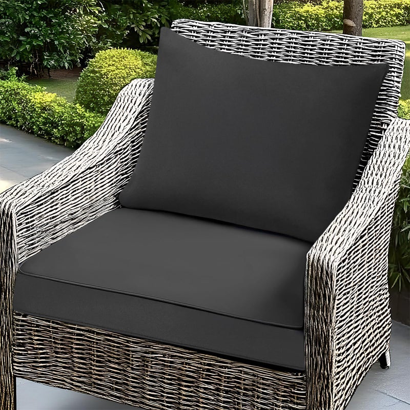 فابوداي Outdoor Chair Cushions Set - 22 x 22 Inch Waterproof u0026 Fade Resistant Patio Furniture with Removable Cover Deep Seat u0026 Back Pillow with Ties Replacement for Sunbrella Outside Sofa Couch Gray - Image 1