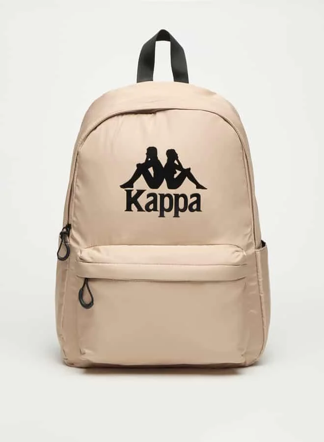 Kappa Logo Print Backpack with Adjustable Straps and Zip Closure