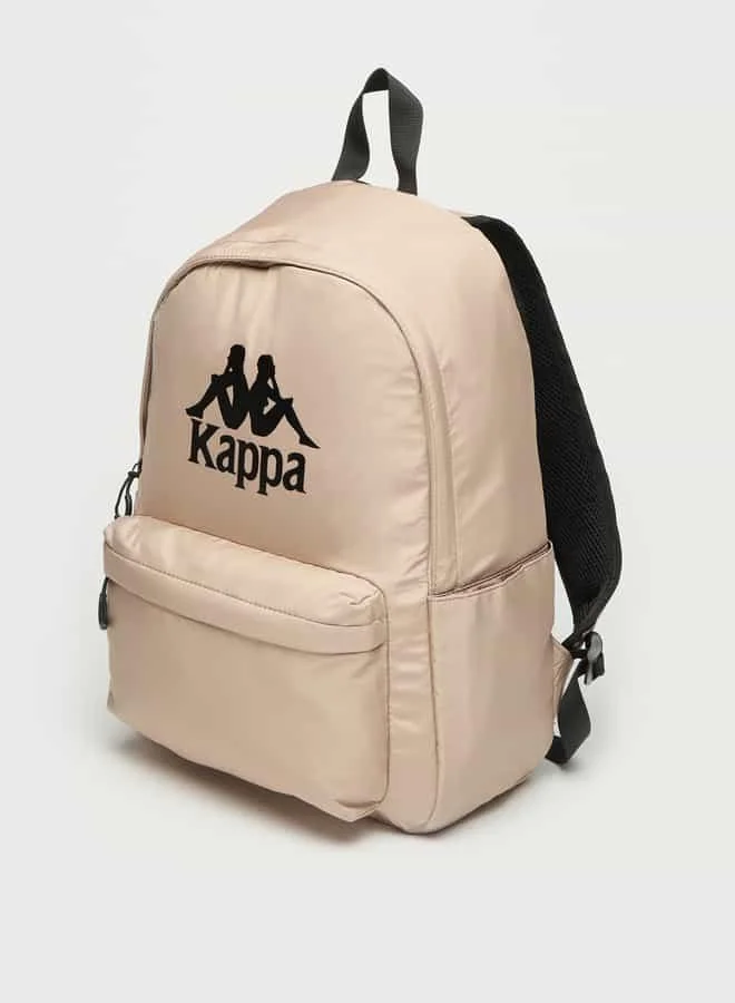 Kappa  Kappa Logo Print Backpack with Adjustable Straps and Zip Closure for Men | Best Price UAE