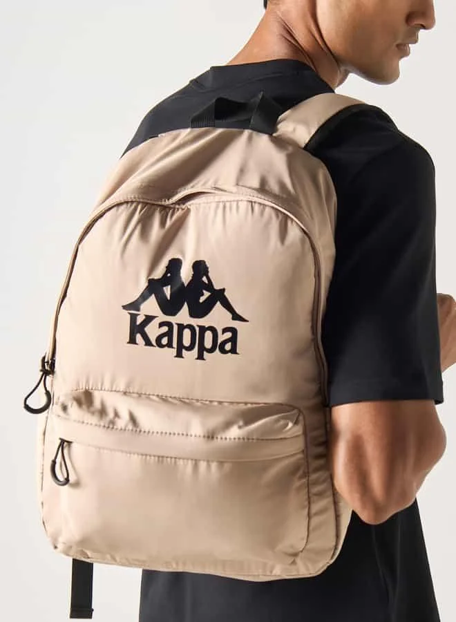 Kappa  Kappa Logo Print Backpack with Adjustable Straps and Zip Closure for Men | Best Price UAE