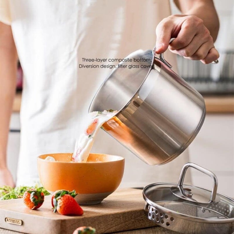 DCIGNA Stainless Steel Saucepan With Glass Lid, Sauce Pan, 2.5 Quart Cooking Pot, Perfect For Boiling Milk, Sauce, Gravies, Pasta, Noodles - Image 5
