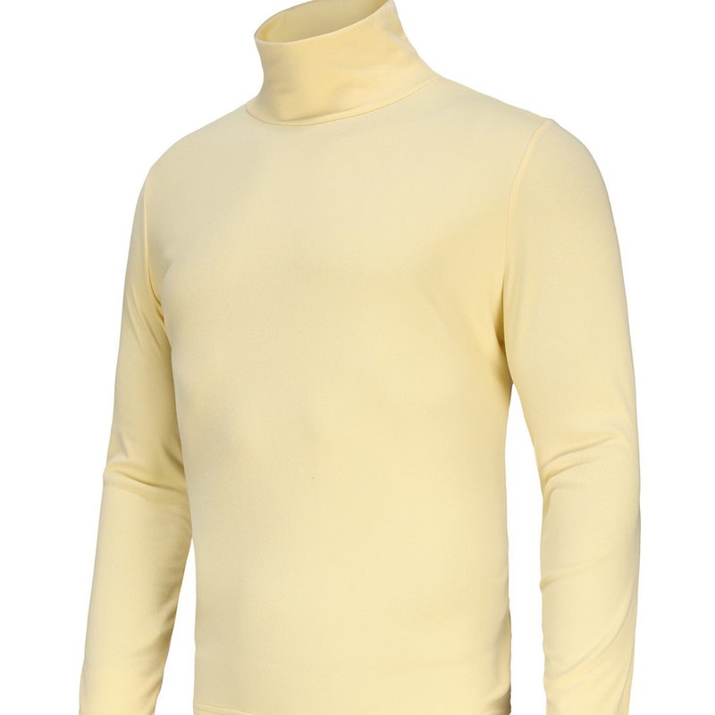 Men's Thermal Underwear Top Half High Neck Long Sleeve Fleece Lined - Image 2