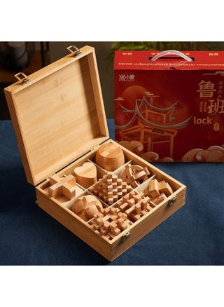 Luban Lock Kongming Lock Beech Wood Unlock Unleash Unleash Children's Educational Assembled Building Blocks Toys For Boys And Elementary School Students Cheap-Color:[high-end Wooden Box] 9-piece Set D (recommended For High School Students) - pzsku/Z843669A286E4CE7DAE20Z/45/1745586087/087aaa64-fab3-4521-91c8-5cfbca06be3d