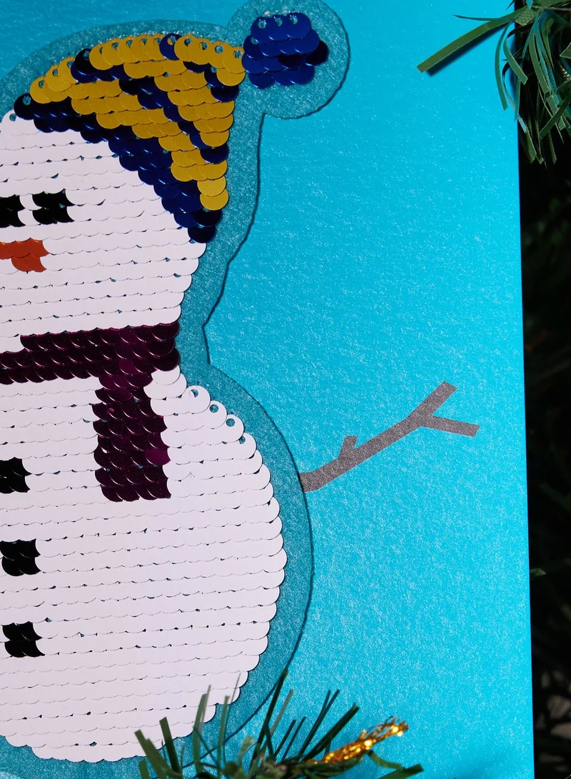 Shine Xmas Snowman Sequin Greeting Card
