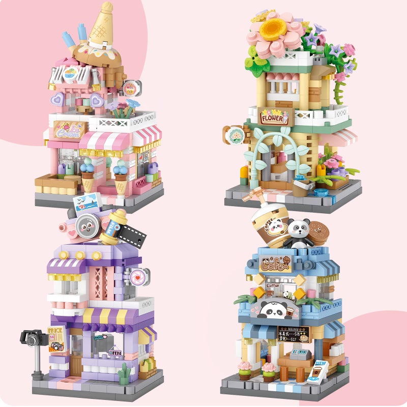 MEIEST 4 Mini City Shop Street View Building Blocks Model SetSimulation Architecture Collection Particle Construction Building Bricks ToyHome Decoration - Image 3
