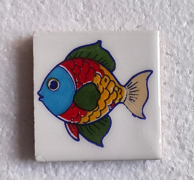 Shiv Kripa Blue Pottery Shiv Kripa Blue Art Pottery Wall Ceramic Tile Interior Exterior Crafted Tabletop Flooring Wall Floral Decorative 2 x 2 inch Tiles Pack of 20 Tiles - Image 5