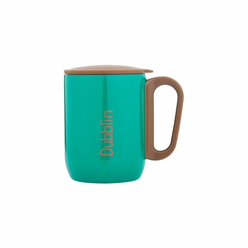 DUBBLIN Polo Stainless Steel Unbreakable Tea Coffee Mug Double Wall with Handle and Lid, Wide Mouth Mug Keeps Beverages Hot & Cold 220 ML Green - Image 3