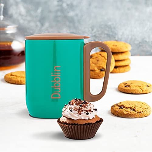 DUBBLIN Polo Stainless Steel Unbreakable Tea Coffee Mug Double Wall with Handle and Lid, Wide Mouth Mug Keeps Beverages Hot & Cold 220 ML Green - Image 5