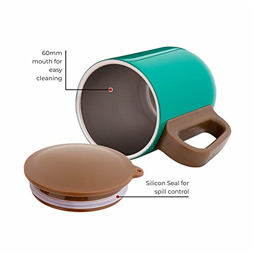 DUBBLIN Polo Stainless Steel Unbreakable Tea Coffee Mug Double Wall with Handle and Lid, Wide Mouth Mug Keeps Beverages Hot & Cold 220 ML Green - Image 4