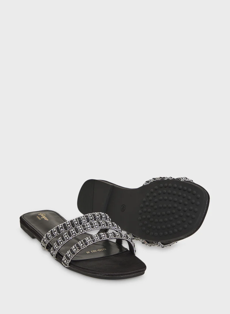 Ginger Diamante Flat Sandal