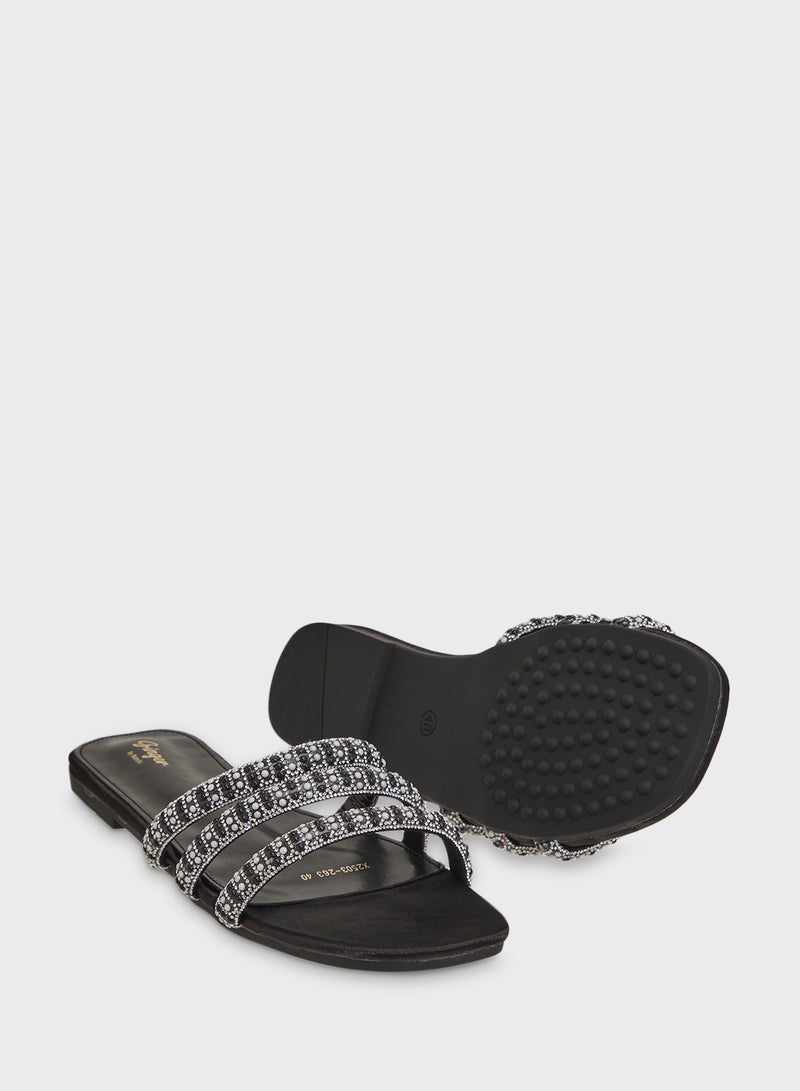 Ginger Diamante Flat Sandal - Image 3