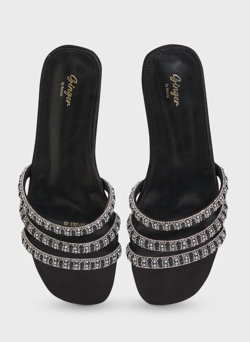 Ginger Diamante Flat Sandal - Image 4