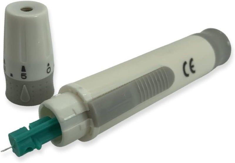 One Step Lancing Device  100 x 28 Gauge Twist Top Lancets Blood Sampling Pen 5 Depth Settings Diabetic Sugar Level Testing Less Pain and Ejector - Image 4