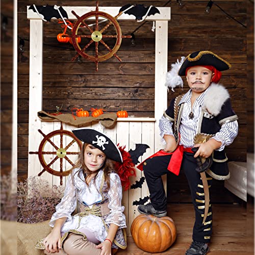 Tatuo 2 Pcs Ship Wheel Wall Decor Halloween Pirate Party Decorations Thin Flat Wooden Nautical Wall Art 2D Wood Beach Boat Cruise Ship Steering Wheel for Home Bedroom Decor(12 Inch) - Image 3
