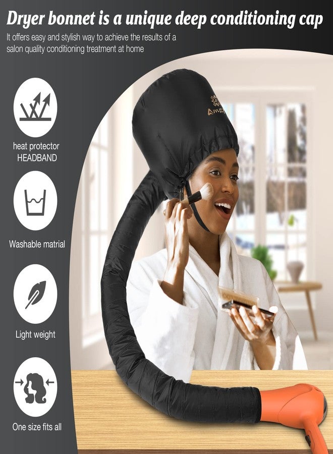Amzpic Bonnet Hood Hair Dryer Attachment - Soft, Adjustable Extra Large Bonnet Hair Dryer for Speeds Up Drying Time at Home, Easy to Use for Styling, Curling and Deep Conditioning (Black) - Image 4