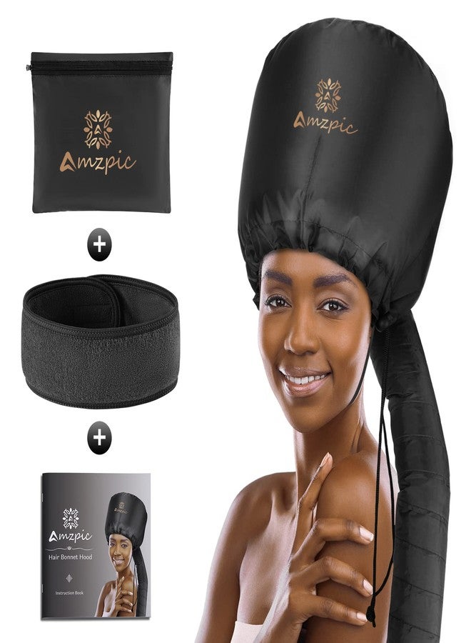 Amzpic Bonnet Hood Hair Dryer Attachment - Soft, Adjustable Extra Large Bonnet Hair Dryer for Speeds Up Drying Time at Home, Easy to Use for Styling, Curling and Deep Conditioning (Black) - Image 1