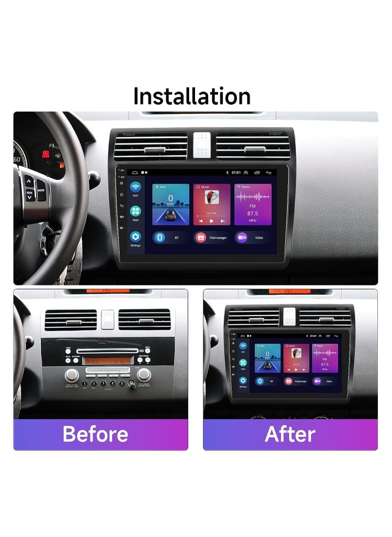 Android Car Stereo for Suzuki Swift 2005 2006 2007 2008 2009 2010 6GB RAM 128GB ROM 10 Inch Support SIM Card, Apple Carplay, MirrorLink WiFi BT, IPS Touch Screen with Backup Camera Included