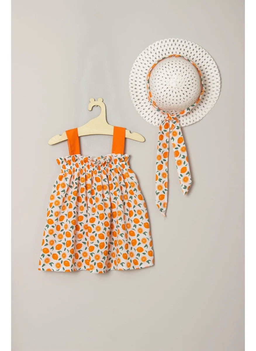 Ada Bebek Çocuk Ada Baby Kids New Season Ribbon and Bow Tangerine Dress