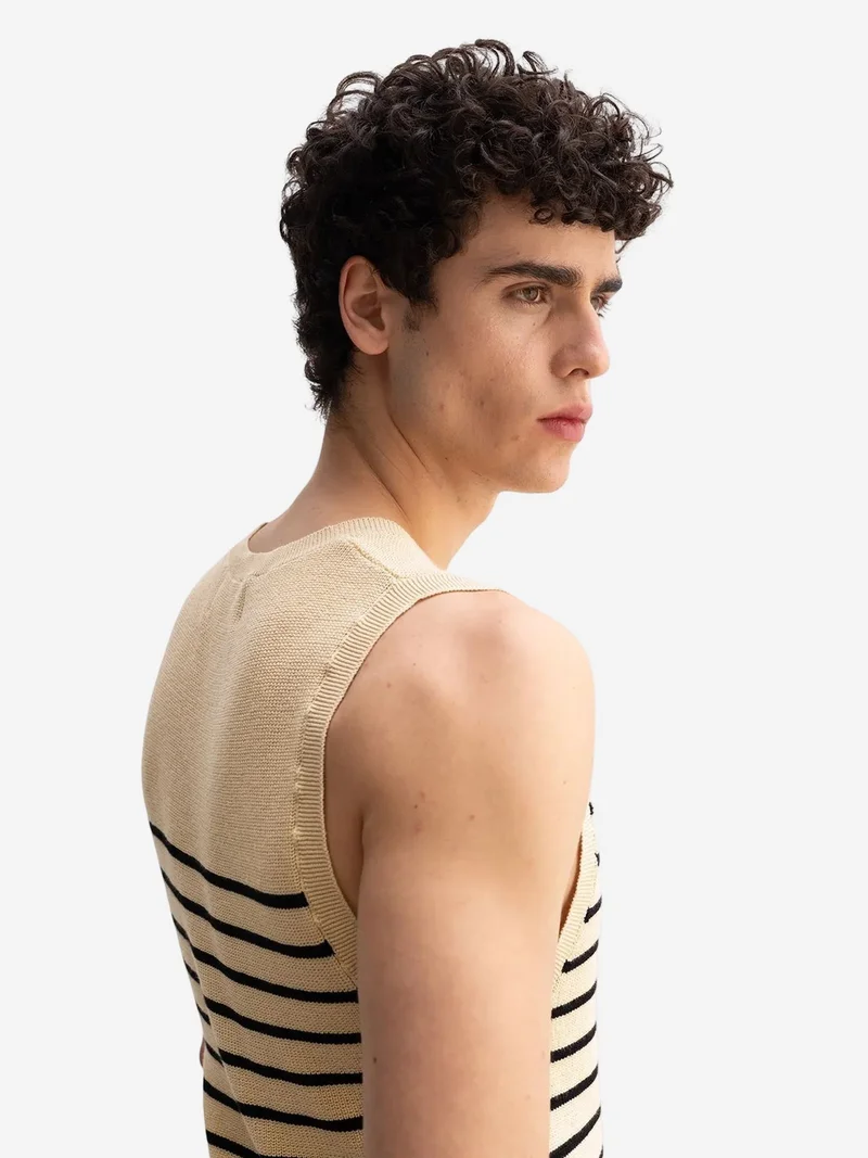 Giesto GIESTO Men's Slim Fit Striped Sleeveless T-Shirt