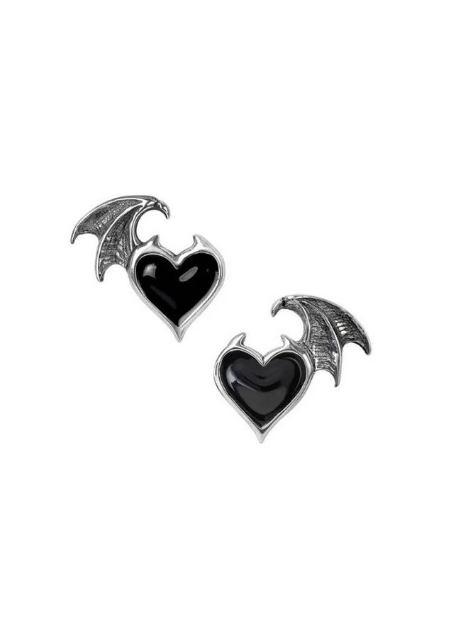Alchemy Gothic إنجلترا - أقراط قلب الشيطان الأسود - Image 1
