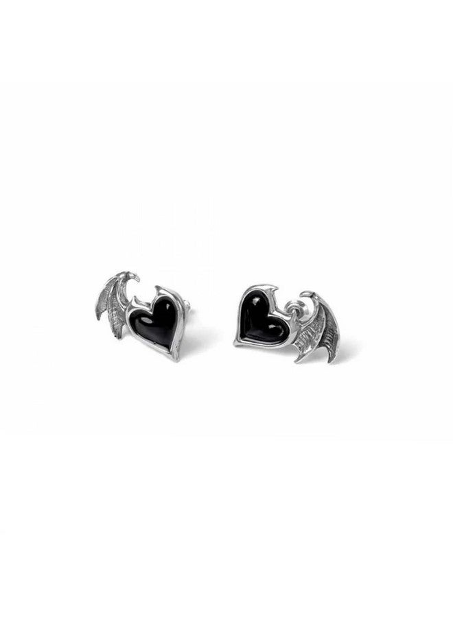 Alchemy Gothic إنجلترا - أقراط قلب الشيطان الأسود - Image 4